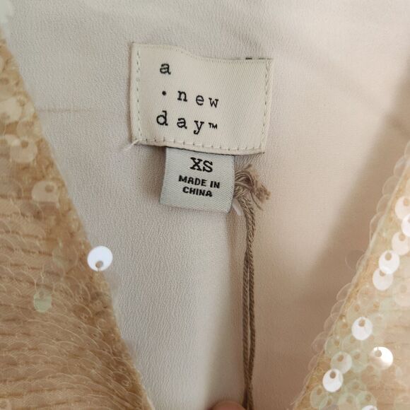 Women's Mini A-Line Dress A New Day Cream Sequin XS Dancing Club Wear - Picture 5 of 9